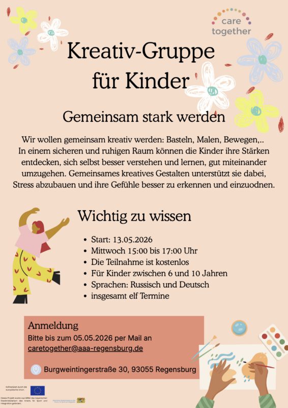 Flyer Kreativ-Gruppe für Kinder auf Deutsch