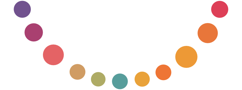 Bunte Punkte wie ein u angeordnet